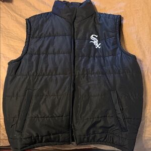 Black Puffer Vest with Embroidered Logo